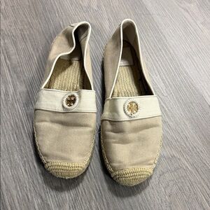Tory Burch Beige Canvas Espadrille Flats